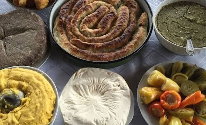the local cuisine of Kolašin, Montenegro is presented on the table 