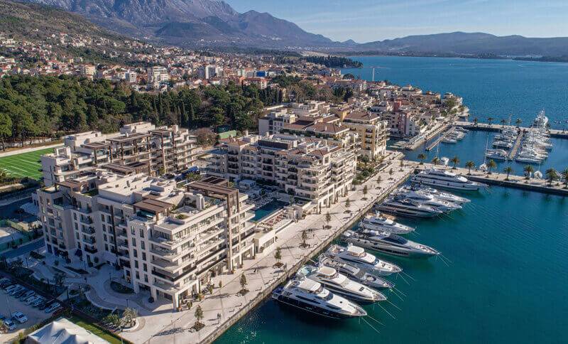 Aerial picture of Tivat one of the best small towns in Europe for quiet living