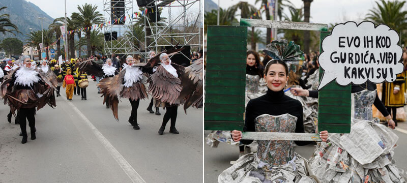 Kotor Carnival 2025 people in costume on the street