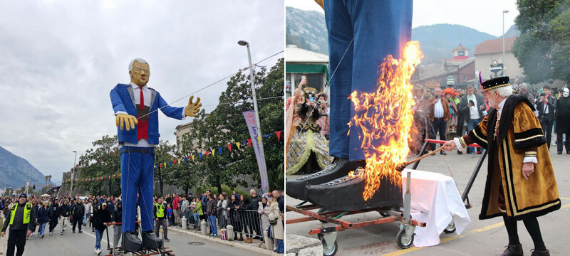 Kotor Carnival people parade in costume